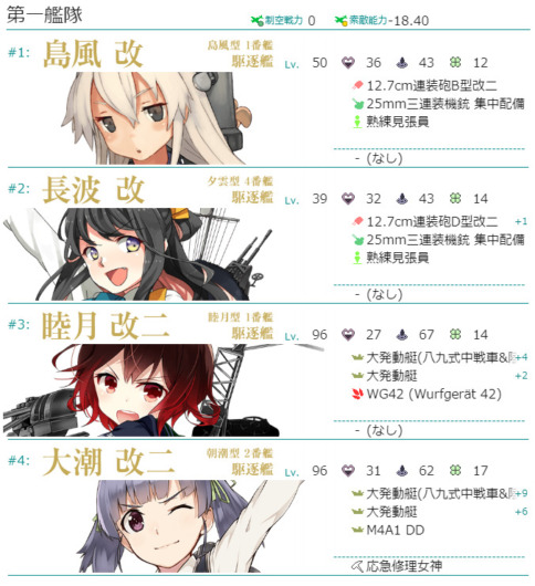 進撃！第二次作戦「南方作戦」 E-1 『八駆見参！バリ島沖海戦』第1ゲージ攻略編成